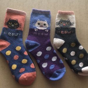 Women’s Thick Stretch Terry Meow! Socks (3 pr)